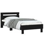 vidaXL Cadre de lit avec tête de lit et lumières LED noir 100x200 cm