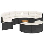 vidaXL Salon de jardin 3 Pièces demi-rond noir résine tressée