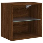 vidaXL Table de chevet murale avec lumières LED chêne marron