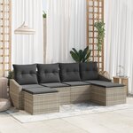 vidaXL Ensemble de Salle à Manger de Jardin 6 Pièces avec Coussins Rattan Synthétique Gris Clair