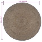 vidaXL Tapis fait à la main Jute Rond 240 cm Gris
