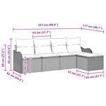 Ensemble de Canapé de Jardin 5 Pièces avec Coussins en Poly Rattan Noir
