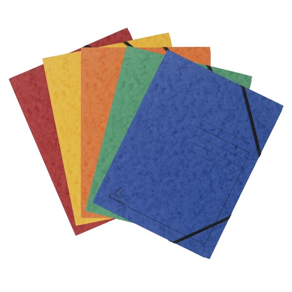 Pack De 5 Chemises À Élastique Sans Rabats Carte Lustrée 355gm2 - A4 - Couleurs Assorties - X 5 - Exacompta