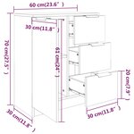 vidaXL Buffets 2 Pièces chêne marron 60x30x70 cm Bois d'ingénierie