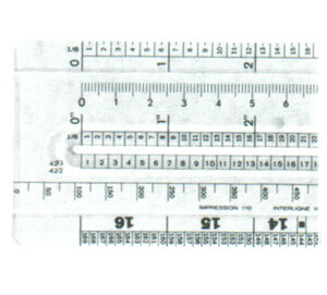 Règle Informatique centre évidé 430 mm Grad 1/10 1/6 1/8 de pouce N° 1164 MINERVA
