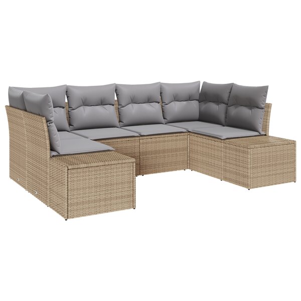 vidaXL Ensemble de canapés de jardin 6 pièces avec coussins Beige Poly Rattan