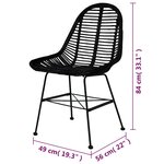 vidaXL Chaises à manger lot de 6 noir rotin naturel
