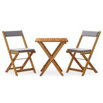 vidaXL Ensemble de bistro pliable 3 Pièces avec coussins Acacia solide
