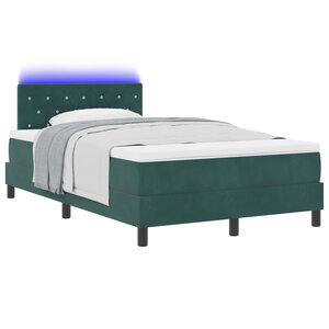 vidaXL Lit Box Spring avec Matelas & LED Vert Foncé 120x190 cm Velours