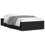 vidaXL Cadre de lit avec tiroirs sans matelas noir 90x200 cm