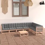 vidaXL Salon de jardin 8 Pièces avec coussins Bois de pin massif