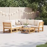 vidaXL Salon de jardin 6 Pièces avec coussins bois d'acacia solide