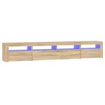 vidaXL Meuble TV avec lumières LED Chêne sonoma 240x35x40 cm