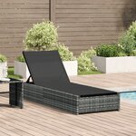 Chaise longue vidaXL Grise 60x200x27 cm en Poly Rattan