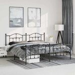 vidaXL Cadre de lit métal sans matelas avec pied de lit noir 183x213cm