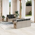 vidaXL Salon de jardin 6 Pièces avec coussins gris clair résine tressée