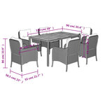 vidaXL Ensemble à manger de jardin et coussins 7 Pièces gris rotin