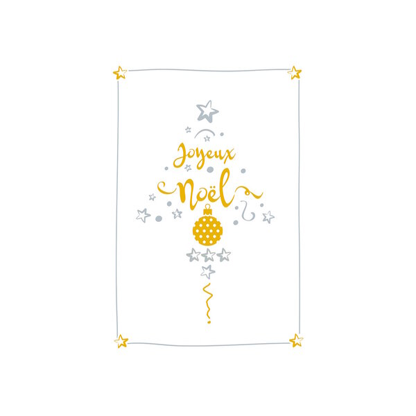 Carte De Voeux - Joyeux Noël Décor et Texte Argenté Et Doré