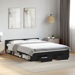 vidaXL Cadre de lit avec tiroirs sans matelas noir 140x190 cm