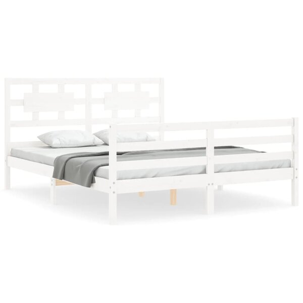 vidaXL Cadre de lit sans matelas blanc 160x200 cm bois massif