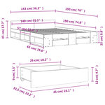 vidaXL Cadre de lit avec tiroirs sans matelas noir 140x190 cm