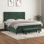 vidaXL Sommier à lattes de lit et matelas Vert foncé 160x200cm Velours