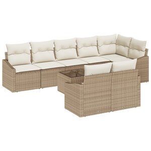 vidaXL Ensemble de salle à manger de jardin 9 pièces avec coussins en poly rattan brun