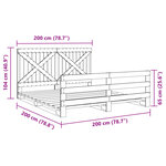 vidaXL Cadre de lit avec tête de lit 200x200 cm Bois de pin massif