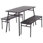 ProGarden Ensemble table et banc de jardin 3 Pièces gris acier