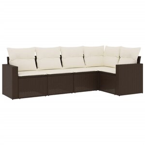 vidaXL Salon de jardin avec coussins 5 Pièces marron résine tressée