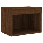 vidaXL Tables de chevet murales avec lumières LED 2 Pièces chêne marron