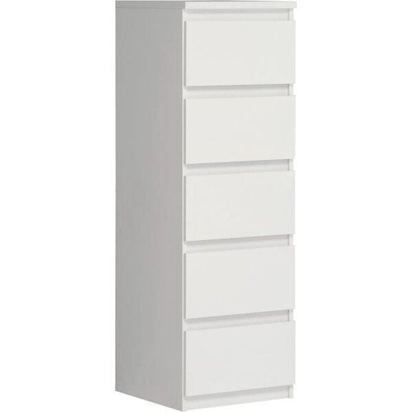 Commode CHELSEA 5 tiroirs - 41 8 x 42 2 x 128 1 cm- blanc mat