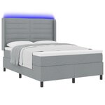 vidaXL Lit à ressort avec matelas et lumière LED Gris clair 140x200 cm Tissu