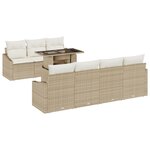 vidaXL Ensemble de canapé de jardin 8 pièces avec coussins beige en poly rotin