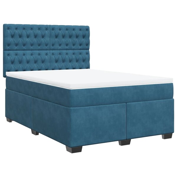 vidaXL Sommier à lattes de lit et matelas bleu 140x190 cm velours