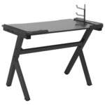 Bureau table poste de travail meuble d'ordinateur informatique étude de jeu à LED en forme de Y 90 x 60 x 75 cm noir 02_0023777