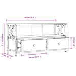 vidaXL Meuble TV chêne marron 90x33x45 cm bois d'ingénierie et fer
