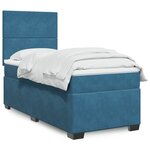 vidaXL Sommier à lattes de lit avec matelas bleu 90x200 cm velours