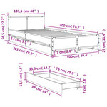 vidaXL Cadre de lit avec tiroirs sans matelas sonoma gris 100x200 cm