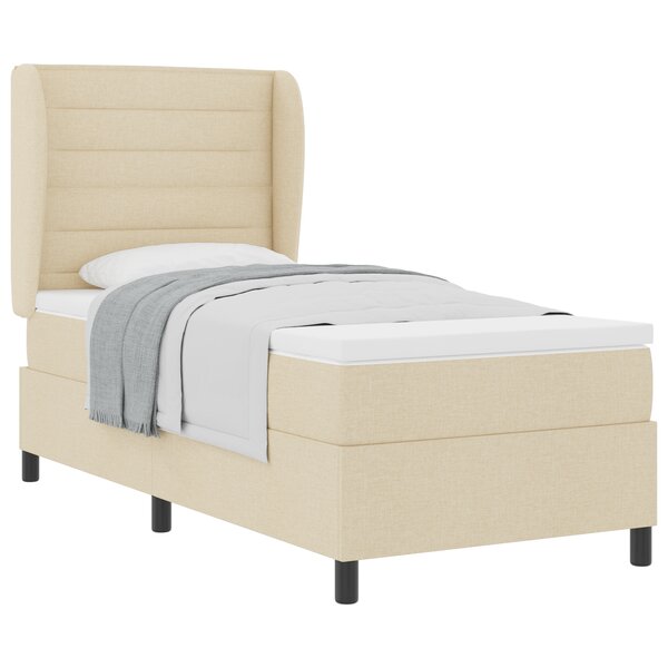 Lit Box Spring vidaXL avec Matelas en Crème  100x200 cm  Tissu