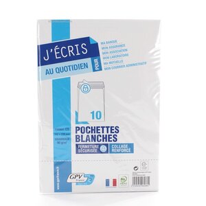 10 enveloppes blanches - 162x229 mm - 90g - gpv 6288