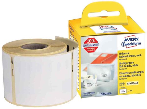 Rouleau d’étiquettes thermique 70 x 54 mm, blanches avery zweckform