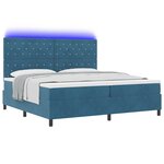 Lit à ressort vidaXL avec matelas et LED Bleu foncé 200x200 cm Velours