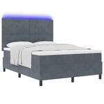vidaXL Lit Box avec Matelas & LED Gris Foncé 140x190 cm Velours