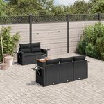 vidaXL Salon de jardin 6 Pièces avec coussins noir résine tressée