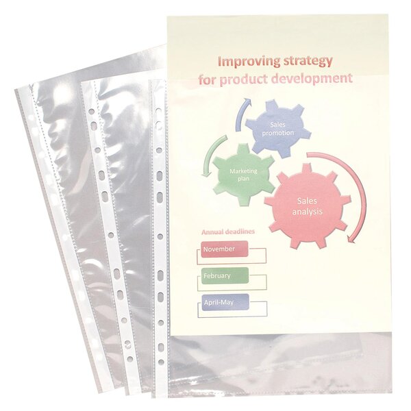 Sachet De 10 Pochettes Perforées Polypropylène Lisse 6/100e - A4 - Cristal - X 10 - Exacompta