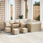 Ensemble de canapés de jardin 13 pièces avec coussins Beige Poly Rattan Acacia
