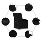 vidaXL Fauteuil inclinable électrique Noir Tissu