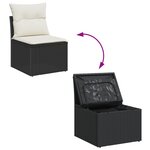 Set de canapés de jardin vidaXL 14 pièces avec coussins Noir Poly Rotin Acacia