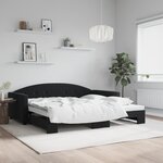 vidaXL Lit de jour avec gigogne sans matelas noir 100x200 cm